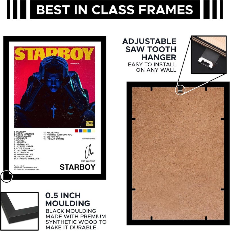 إطارات ملصقات حائط خشبية لـ The Weeknd - Starboy من كودرز بارادايس | بحجم 8×12 بوصة (حجم A4) | إطارات أعمال فنية معلقة للمنزل - Image 5