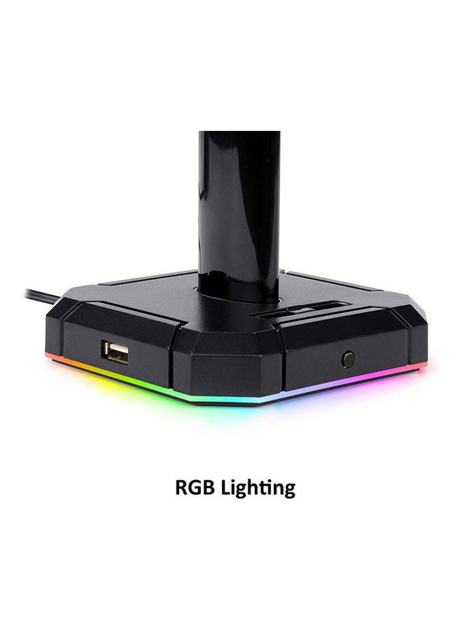 Redragon HA300 Scepter Pro Headset Stand, RGB Backlit Gaming Headphone Stand with Aluminum Supporting Bar, Non-Slip Solid Rubber Base and 4X USB 2.0 Ports for All Headphones - Black - Image 4