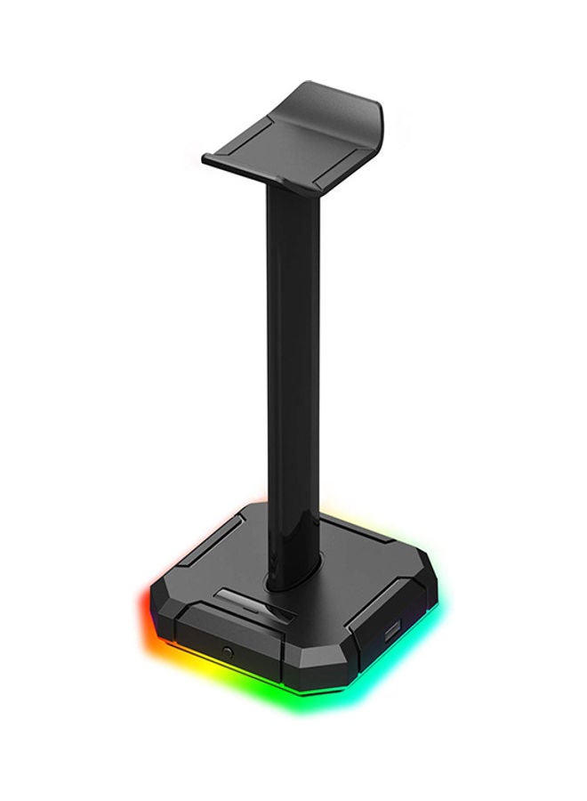 Redragon HA300 Scepter Pro Headset Stand, RGB Backlit Gaming Headphone Stand with Aluminum Supporting Bar, Non-Slip Solid Rubber Base and 4X USB 2.0 Ports for All Headphones - Black - Image 1