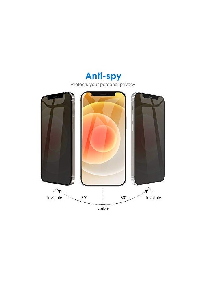 جي تيك واقي شاشة للخصوصية من JETech لهاتف iPhone 12/12 Pro مقاس 6.1 بوصة، طبقة من الزجاج المقوى المضاد للتجسس، عبوتان - Image 2