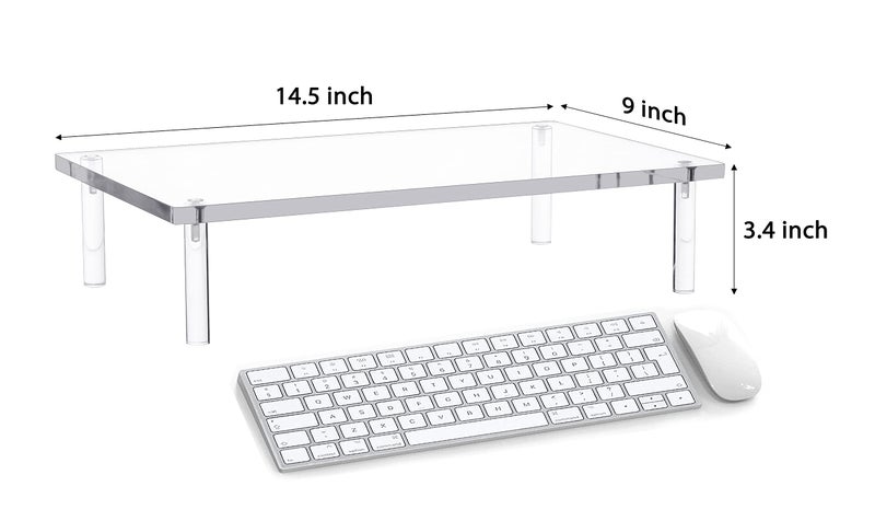 Jusalpha Acrylic Monitor Stand - 10mm Thickness Clear Platform - 14.5'' x 9'' x 3.4'' Desktop/ Laptop/ Monitor Riser Stand- for Laptop, Printer, Computer, Flat Screen LCD TV (1 Stand) - Image 4