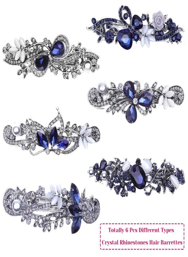 anezus Hair Barrettes for Women, Anezus 6 Pcs Crystal Rhinestones Hair Barrettes Fancy Vintage Spring French Hair Clips for Women Girls Hair Styling Tools Accessories - Image 2