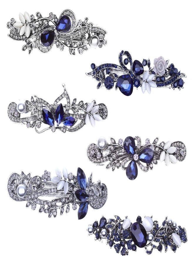 anezus Hair Barrettes for Women, Anezus 6 Pcs Crystal Rhinestones Hair Barrettes Fancy Vintage Spring French Hair Clips for Women Girls Hair Styling Tools Accessories - Image 1