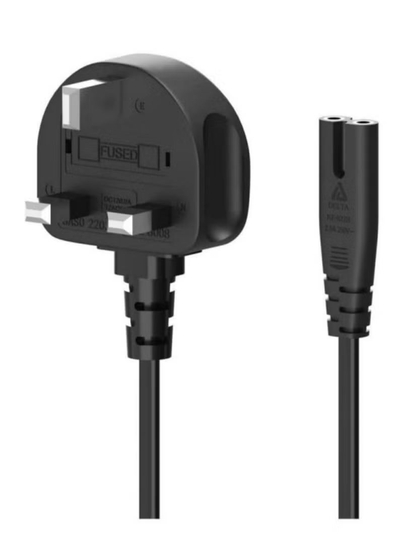 Reacon كابل طاقة AC ذو طرفين 1.5م، موصل زاوية يمين IEC-C7، توافق عالمي: PS4، PS5، سامسونج، LG، TCL، تلفاز سوني، طابعة HP، كابل طاقة مكبر الصوت وكابل طاقة Xbox، كابل طاقة 3 دبابيس المملكة المتحدة - Image 1