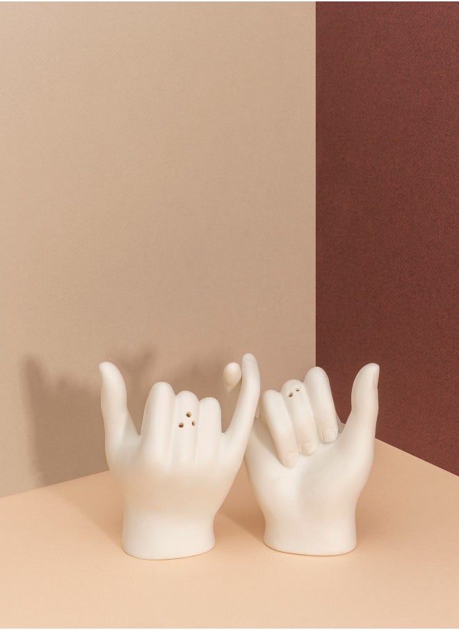 doiy - Pinky Swear Salt & Pepper Shaker Set – White Ceramic | Kitchen essentials | Friendship Hands Spice Shakers | Salt & Pepper Holders - Image 1