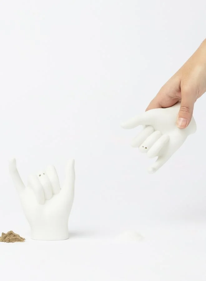 doiy Pinky Swear Salt & Pepper Shaker Set – White Ceramic | Kitchen essentials | Friendship Hands Spice Shakers | Salt & Pepper Holders