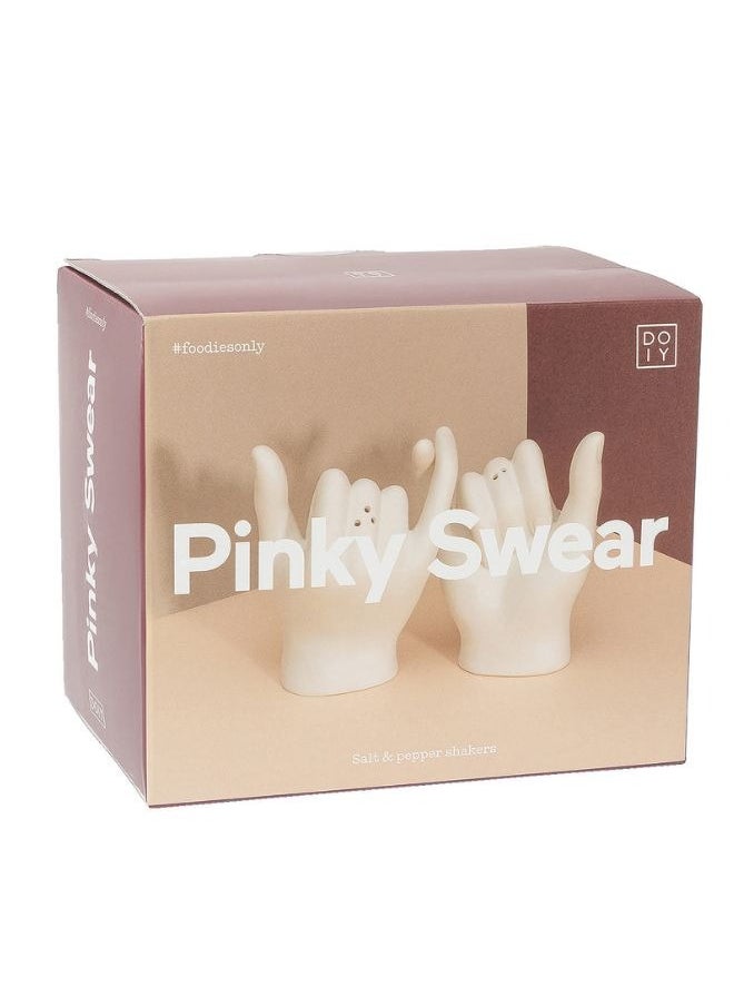 doiy - Pinky Swear Salt & Pepper Shaker Set – White Ceramic | Kitchen essentials | Friendship Hands Spice Shakers | Salt & Pepper Holders - Image 1