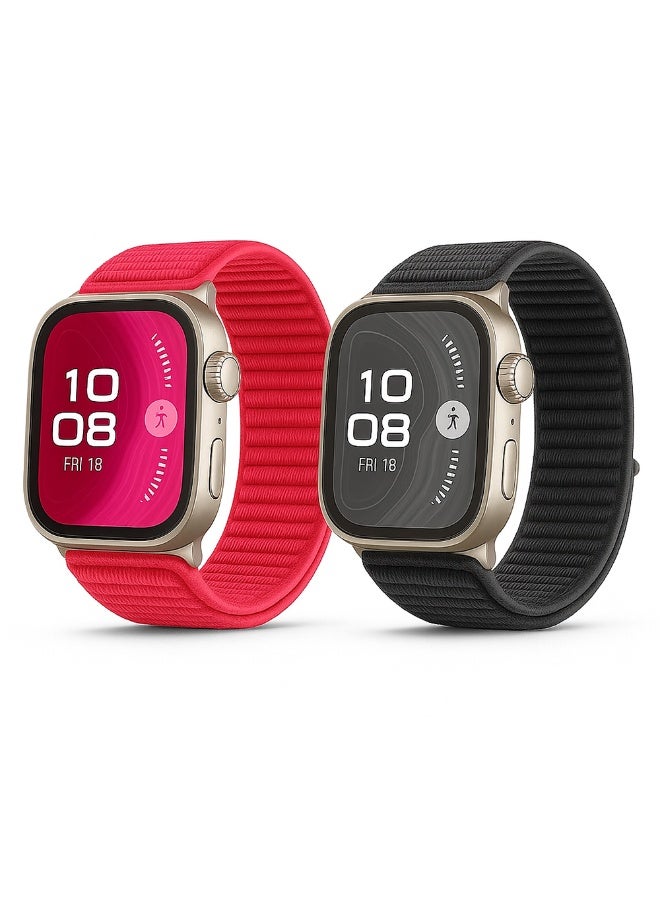 O Ozone For Huawei Watch Fit 3/Fit 4/Fit 4 Pro Watch Strap,Adjustable Nylon Sports Watch Strap Replacement Wristbands for Men Women-Water Red, High Grey - Image 1