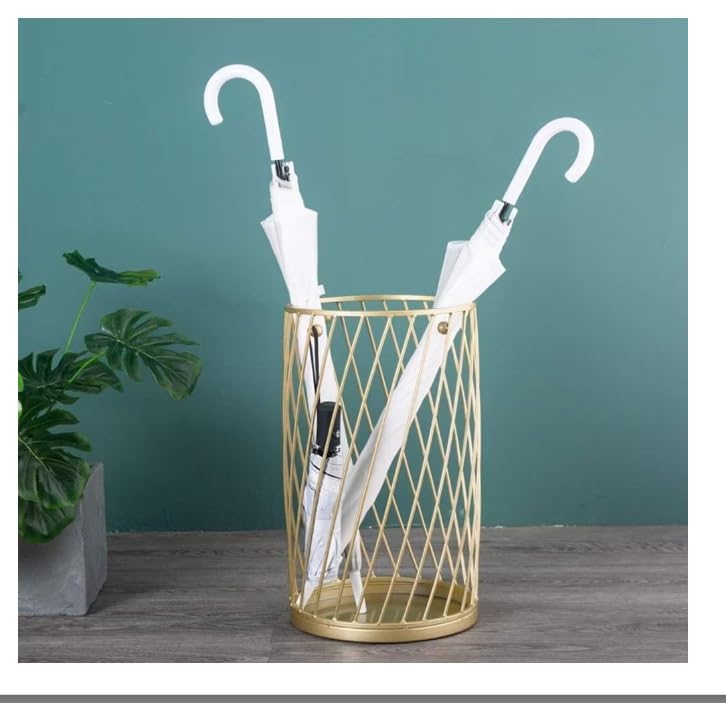 INDIDECOR INDIDECOR 56110 Umbrella Rack Stand Umbrella HolderUmbrella Stands Umbrella Stand Wrought Iron Creative Multifunctional Storage Bucket Household Hotel Umbrella Bucket Golden  - Image 1