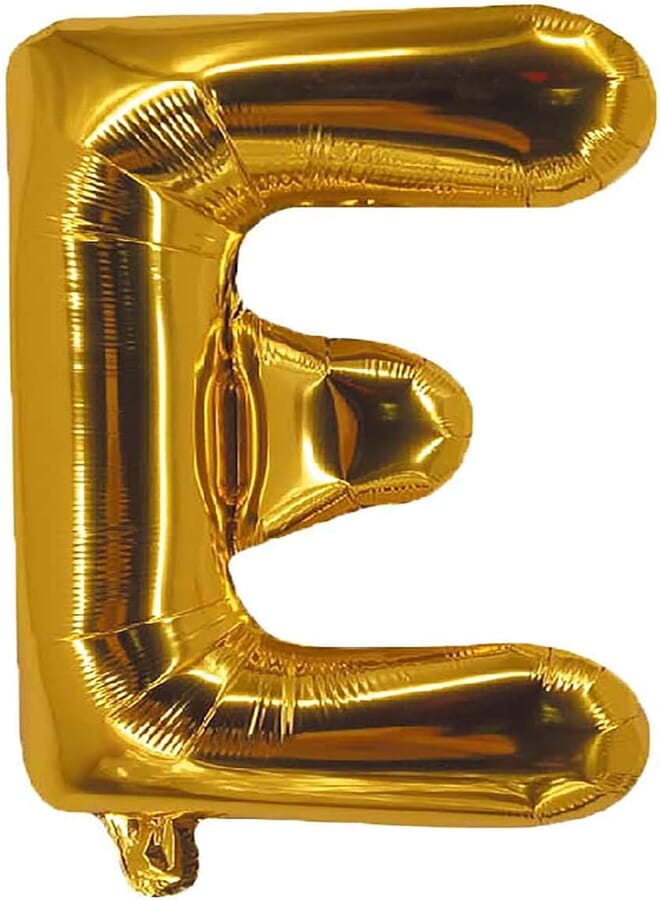 Party Time E Letter Foil Balloon, Gold