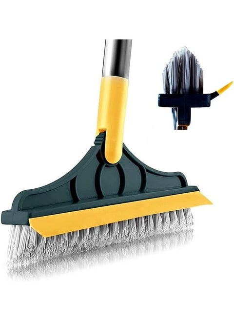 2 in 1 Floor Scrub Brush with Squeegee and Hair Removal Comb