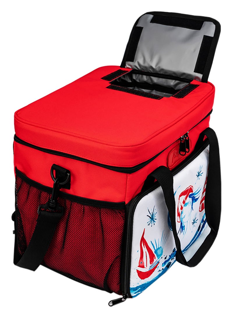 Anemoss Insulated Lunch Bag, 18.5L Large Capacity, Light House Girl Design Food Storage Thermal Bag, Waterproof and Leakproof Insulated Lunch Bag for Men and Women, Cooler Bags for Picnic Hiking Beach, Red - Image 2