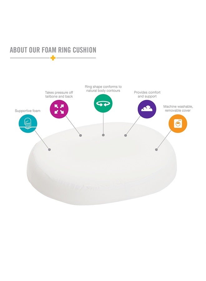 DMI Seat Cushion Donut Pillow and Chair Pillow for Tailbone Pain Relief, Hemorrhoids, Prostate, Pregnancy, Post Natal, Pressure Relief and Surgery, 18 x 15 x 3, White - Image 2