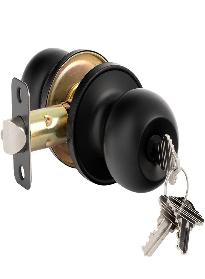 HOSOM Door Knob with Lock and Key, Keyed Entry Door Knob, Exterior and Interior Door Lock for Front Door Commercial and Residential Area, Entry Door Handle for Bedroom and Bathroom, Matte Black - Image 1