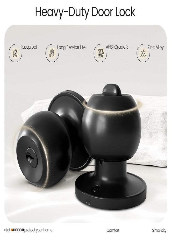 HOSOM Door Knob with Lock and Key, Keyed Entry Door Knob, Exterior and Interior Door Lock for Front Door Commercial and Residential Area, Entry Door Handle for Bedroom and Bathroom, Matte Black - Image 5