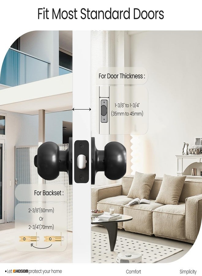 HOSOM Door Knob with Lock and Key, Keyed Entry Door Knob, Exterior and Interior Door Lock for Front Door Commercial and Residential Area, Entry Door Handle for Bedroom and Bathroom, Matte Black - Image 2