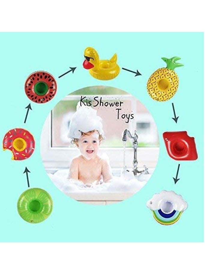 بيوينتي حامل الأكواب القابل للنفخ على شكل قلب دونات فلامنغو، حامل/قاعدة/مسند الأكواب العائم القابل للنفخ للمشروبات، 12 تصميمًا مع مضخة هواء صغيرة - Image 5