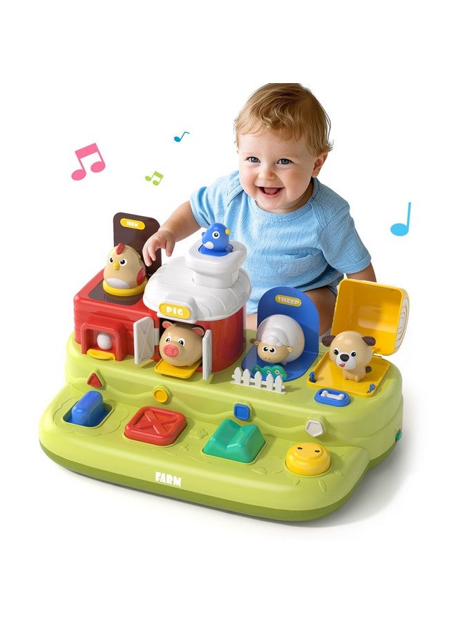Yalujumb Interactive Pop Farm Animal Up Toys With Music Sounds,Cause and Effect Pop Up Toy for 1 year old,Learning Educational Montessori Toy for Toddlers 1-3, 1 Year Old Toys for Boys Girls Birthday Gift - Image 1