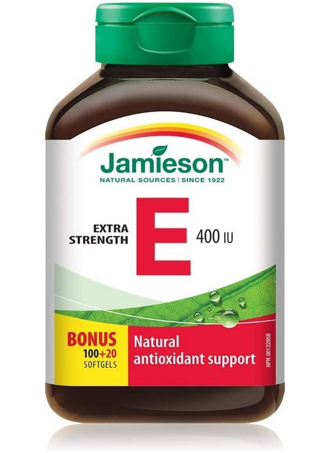 Jamieson Vitamin E 400 Iu  Bonus Size 100+20 Softgels Super Antioxidant Support By Jamieson  - Image 2