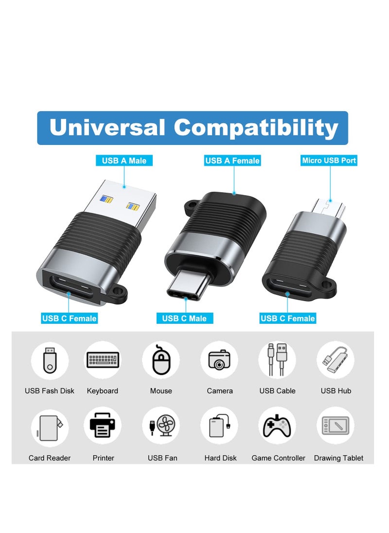 SYOSI - USB C Adapter, Micro USB Male to USB C Female, USB 3.0 Male to USB C Female, USB Type-C Male to USB 3.0 Female Converter Connector for Laptop,Tablet, Smartphone (6 Pack) - Image 1