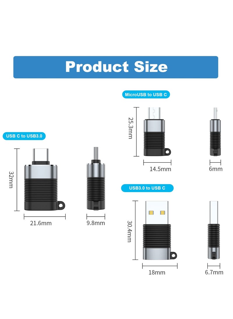 SYOSI - USB C Adapter, Micro USB Male to USB C Female, USB 3.0 Male to USB C Female, USB Type-C Male to USB 3.0 Female Converter Connector for Laptop,Tablet, Smartphone (6 Pack) - Image 1