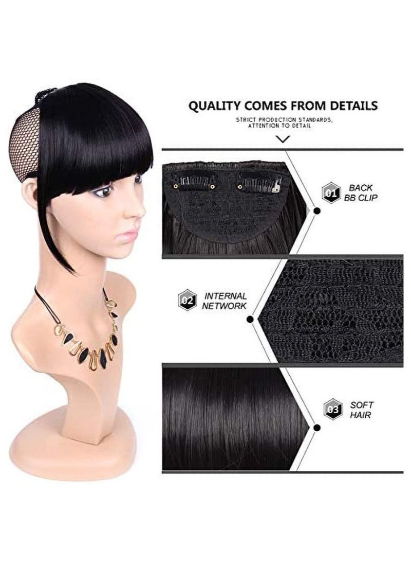 Estelle Bangs Clip in Synthetic Hair Extensions Front Neat Bang Fringe One Piece 15cm Short Straight Hair Piece for Women Light Brown 12H22  - Image 4