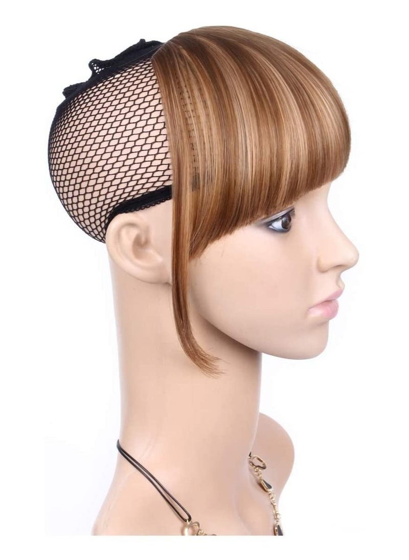 Estelle Bangs Clip in Synthetic Hair Extensions Front Neat Bang Fringe One Piece 15cm Short Straight Hair Piece for Women Light Brown 12H22  - Image 3