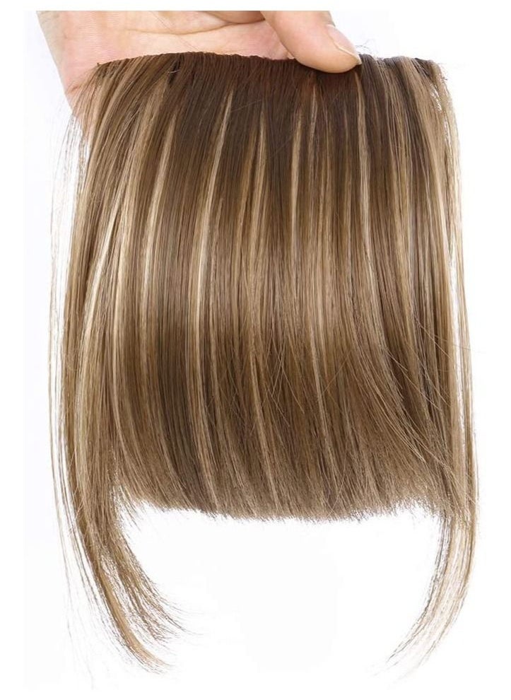 Estelle Bangs Clip in Synthetic Hair Extensions Front Neat Bang Fringe One Piece 15cm Short Straight Hair Piece for Women Light Brown 12H22  - Image 2