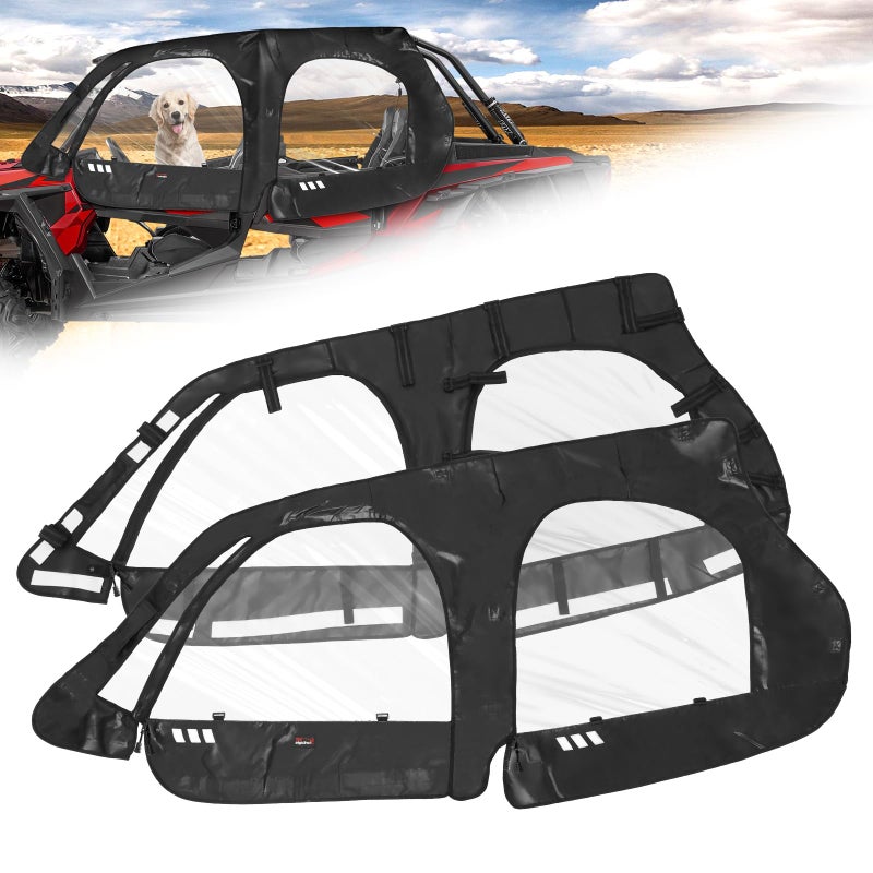ستاركنايتMT RZR XP4 1000 غلاف كاب الأبواب العلوية 4 مقاعد نوافذ جانبية ناعمة مع فتحة سحاب متوافقة مع بولاريس 20142023 RZR XP 4 10001921 XP4 TURBO ملحقات