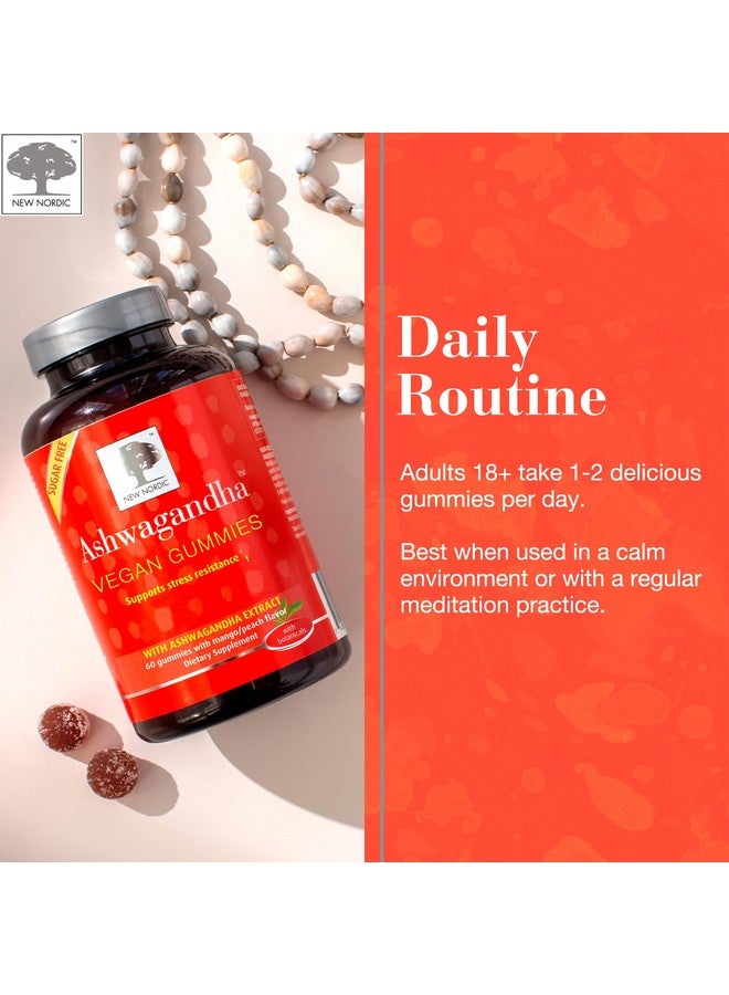 NEW NORDIC Ashwagandha Gummies, 300 mg Ashwagandha Root Extract, Sugar Free, Adaptogens for Men and Women, Delicious Mango Peach, 60 Gummies - Image 5