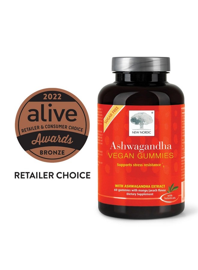 NEW NORDIC Ashwagandha Gummies, 300 mg Ashwagandha Root Extract, Sugar Free, Adaptogens for Men and Women, Delicious Mango Peach, 60 Gummies - Image 3