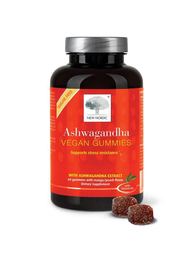 NEW NORDIC Ashwagandha Gummies, 300 mg Ashwagandha Root Extract, Sugar Free, Adaptogens for Men and Women, Delicious Mango Peach, 60 Gummies - Image 1