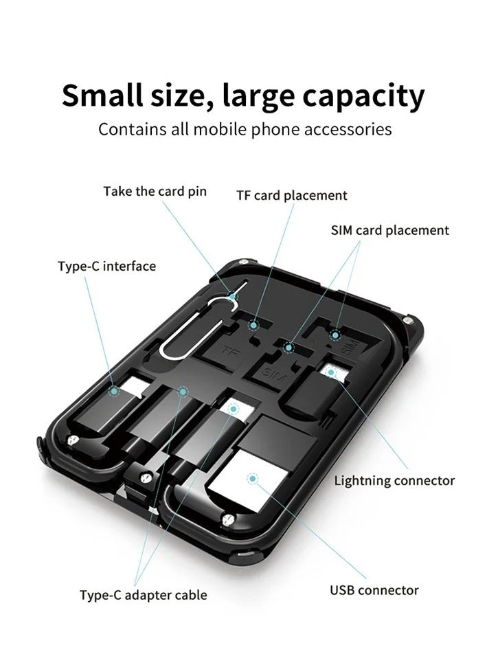 ProOne ProOne 9 in 1  Multi Charging Cable Case Convertor USB C to Type C/iOS Device/Micro Adapter Travel Data Cable Set Contains Card Storage，Phone Holder, Tray Eject Pin  - Image 3