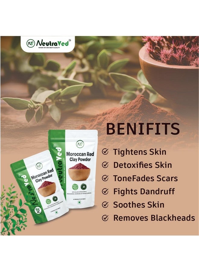 NeutraVed Moroccan Red Clay Powder (Rhassoul) For Face Mask, Skin & Hair | Natural & Organic - 200g - Image 5