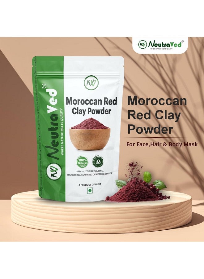 NeutraVed Moroccan Red Clay Powder (Rhassoul) For Face Mask, Skin & Hair | Natural & Organic - 200g - Image 2