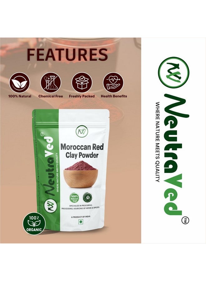 NeutraVed Moroccan Red Clay Powder (Rhassoul) For Face Mask, Skin & Hair | Natural & Organic - 200g - Image 3