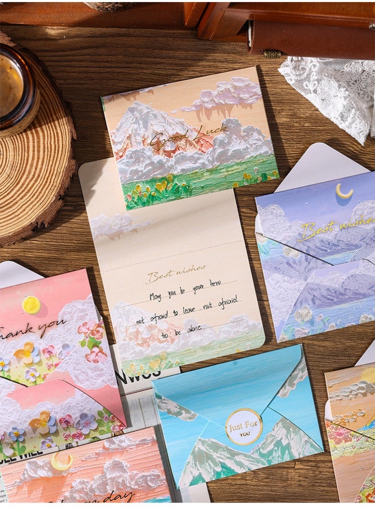 6 Blank Cards with Envelopes for Thank You, Birthdays, Thinking of You and All Occasions, in Oil Painting Style - Image 5