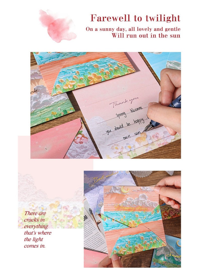 6 Blank Cards with Envelopes for Thank You, Birthdays, Thinking of You and All Occasions, in Oil Painting Style - Image 2