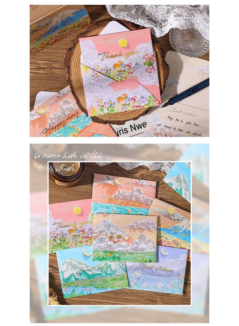 6 Blank Cards with Envelopes for Thank You, Birthdays, Thinking of You and All Occasions, in Oil Painting Style - Image 4