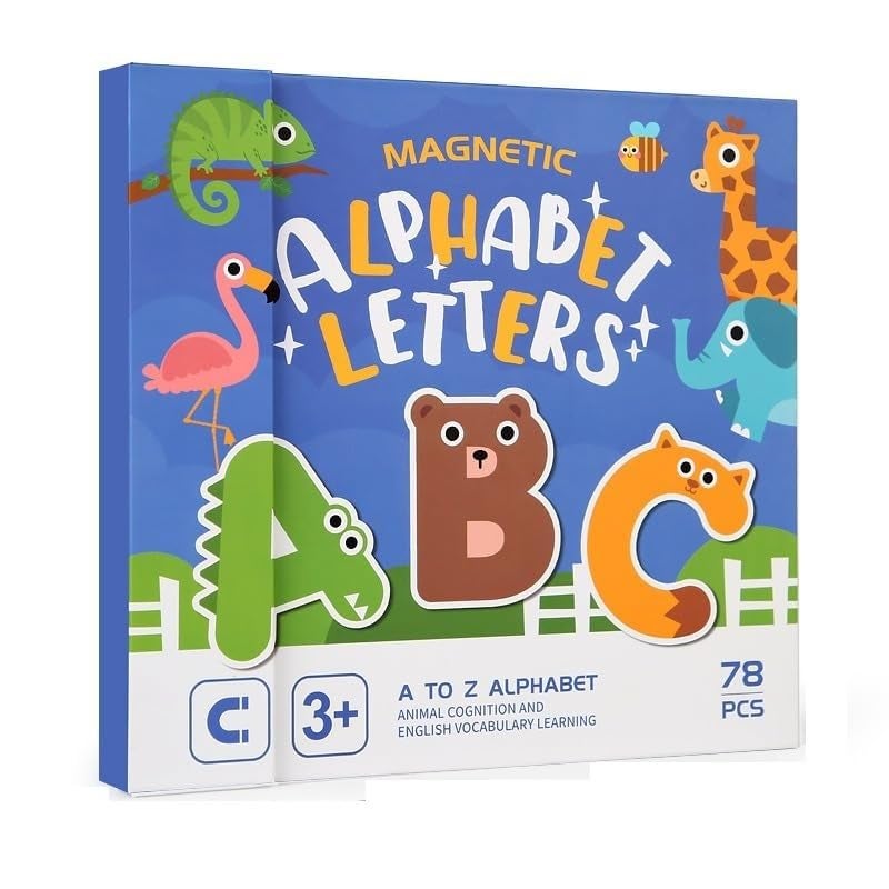 OANGO Magnetic Alphabet Letters Learning Set for Kids | 78 Pcs ABC with Animal Board Book | Montessori Educational Toy for Toddlers Age 3+ | Phonics & Spelling Practice Kit - Image 1