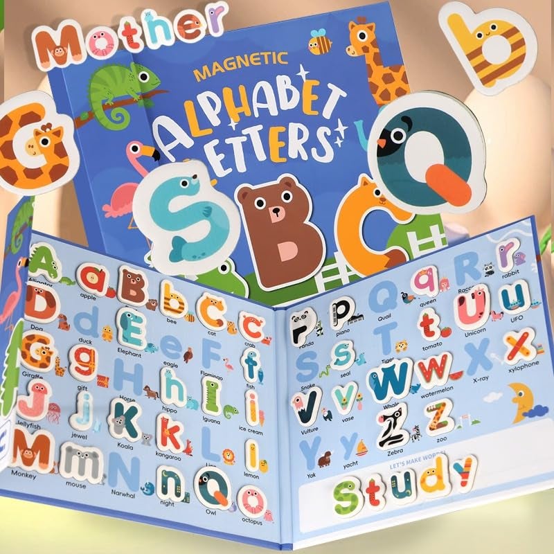 OANGO Magnetic Alphabet Letters Learning Set for Kids | 78 Pcs ABC with Animal Board Book | Montessori Educational Toy for Toddlers Age 3+ | Phonics & Spelling Practice Kit - Image 4