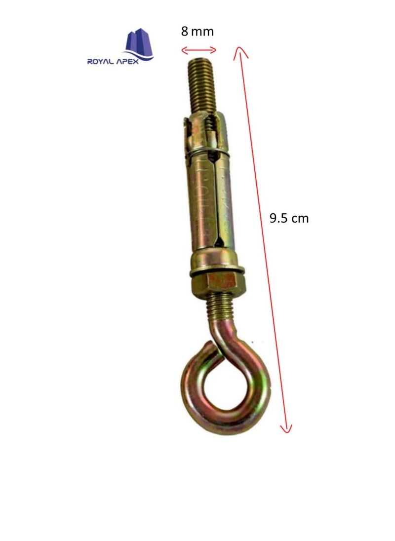 Generic - High Strength Metal Sleeve Shield Closed Hook/Eye Hook | Open Hook Anchor Bolt Pack of 5 (CLOSED HOOK, 8 MM) - Image 1