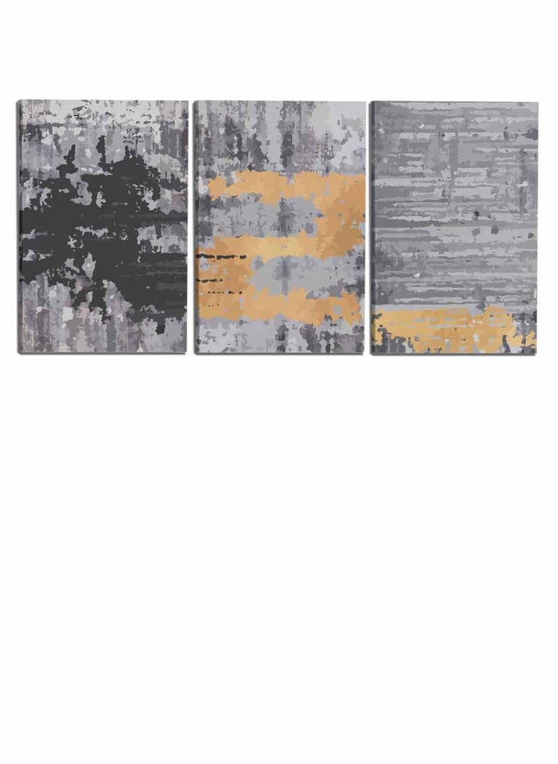LOWHA Set Of 3 Framed Canvas Wall Arts Stretched Over Wooden Frame, Abstract Watercolor Paintings, For Home, Living Room, Office Decor  - Image 4