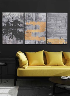 LOWHA Set Of 3 Framed Canvas Wall Arts Stretched Over Wooden Frame, Abstract Watercolor Paintings, For Home, Living Room, Office Decor  - Image 2