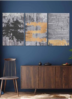LOWHA Set Of 3 Framed Canvas Wall Arts Stretched Over Wooden Frame, Abstract Watercolor Paintings, For Home, Living Room, Office Decor  - Image 3