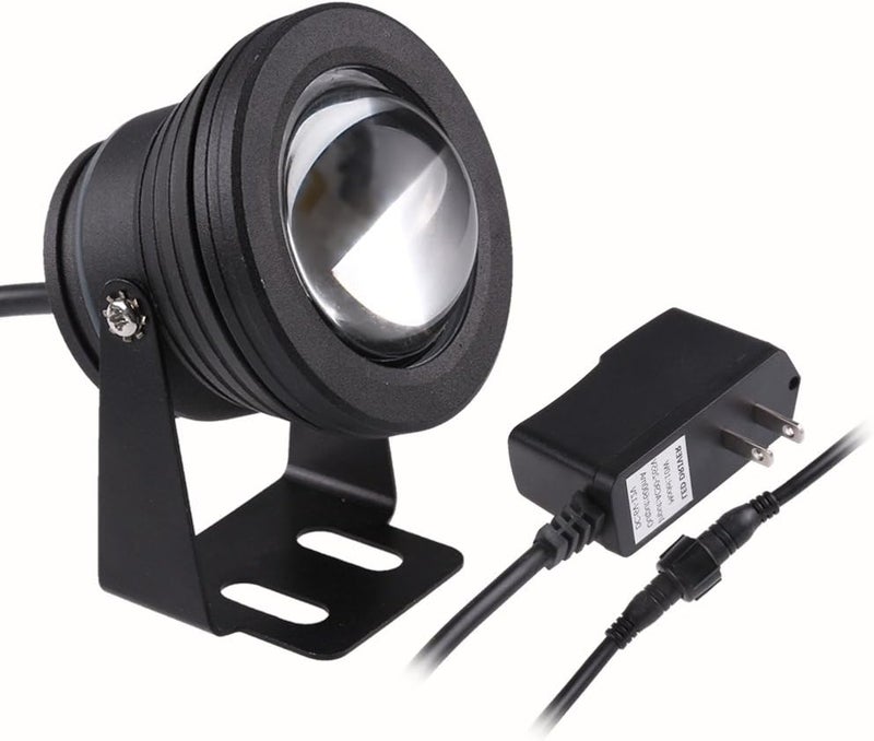 LemonBest ® 10 واط ضوء LED تحت الماء دافئ أبيض كشاف مصباح فيضان لبركة النافورة حديقة بركة منظر خارجي AC 85-265 فولت قابس أمريكي هيكل أسود - Image 1