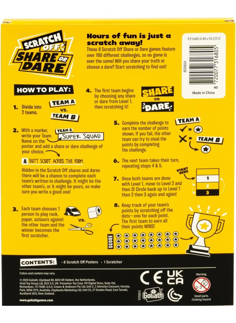 Goliath Goliath Scratch Off Share or Dare Game  Uncover The Fun  Complete Silly Challenges and Share Funny Stories  160 Challenges  2 Players Ages 8  - Image 4