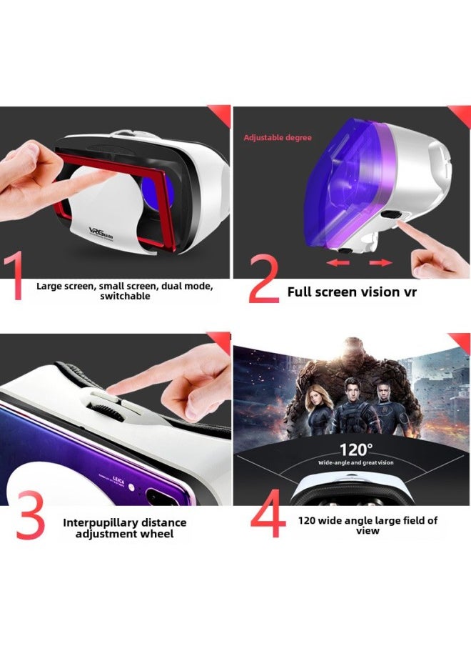 Generic - White One-piece Gift VR Classic Cinema Mobile Phone Glasses Glasses 3DVRG Special Generation Glasses-Color:Wild Big Earphones - Image 1