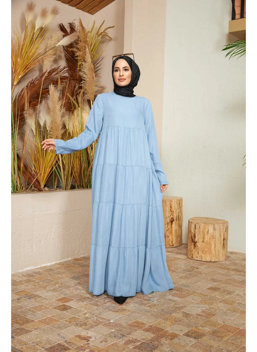 Neways 6400-TENSEL Pleated Dress Blue