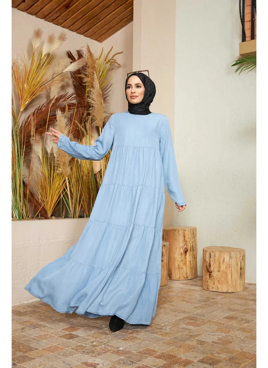 Neways 6400-TENSEL Pleated Dress Blue